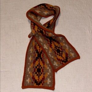 Echo Women’s Brown & Orange Knit Scarf 100% LambsWool Preppy Goblin Core Earthy